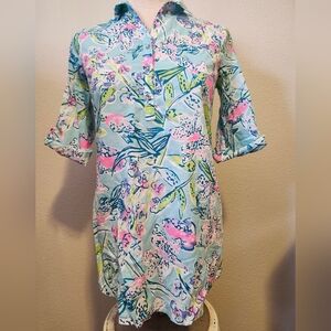 Lilly Pulitzer Blue and Pink Button Down Shirt